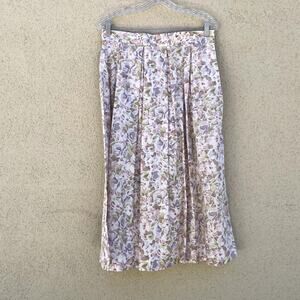 Vintage Floral Midi Pleated Skirt 14 Pastel Cottagecore